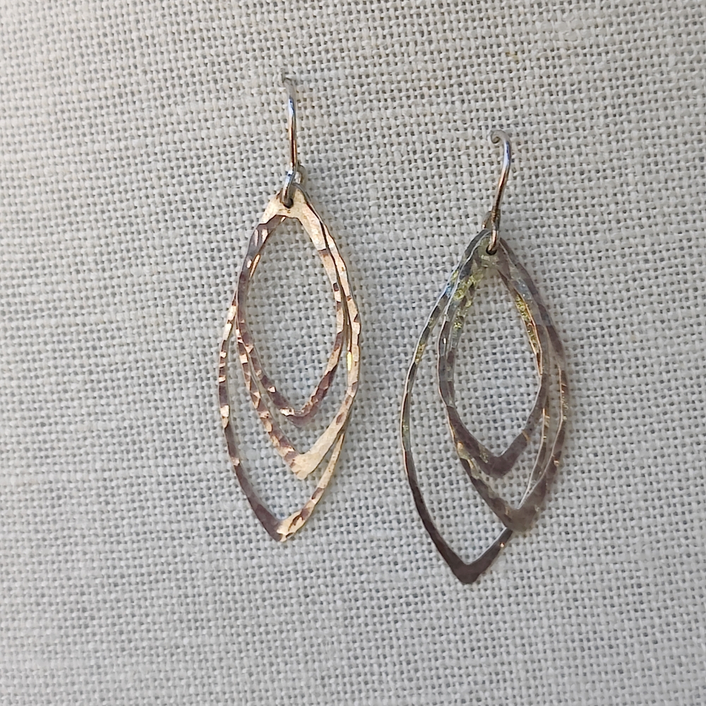 Hammered Sterling Silver Layered Earrings - Picture 4 of 4